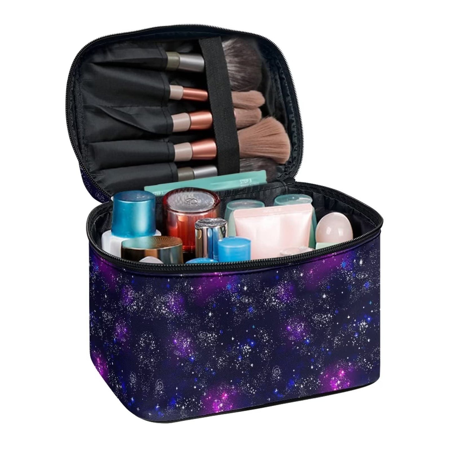 JEOCODY Multifunction Cosmetic Bag Galaxy Print Portable Makeup Pouch Makeup Bag Portable Travel Cosmetic Bag for Cosmetics Makeup Brushes, Girls, Women,