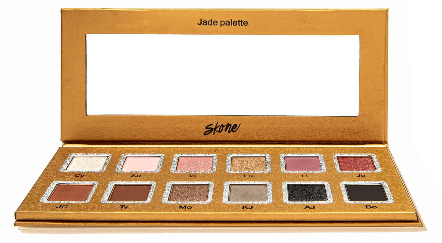 Skone Cosmetics Jade Eyeshadow Palette | Longwear Makeup Highly Pigmented Cute Matte Shimmer Natural & Nude Colors Ultra-Blendable Buildable Professional Eye Color Makeup