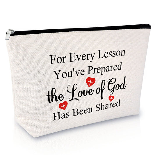 Sunday School Teacher Gift Makeup Bag Teacher Appreciation Gift Religious Gift for Teacher Christian Gift for Women Bible Verse Gift Birthday Gift Christmas Graduation Gift Travel Cosmetic Pouch