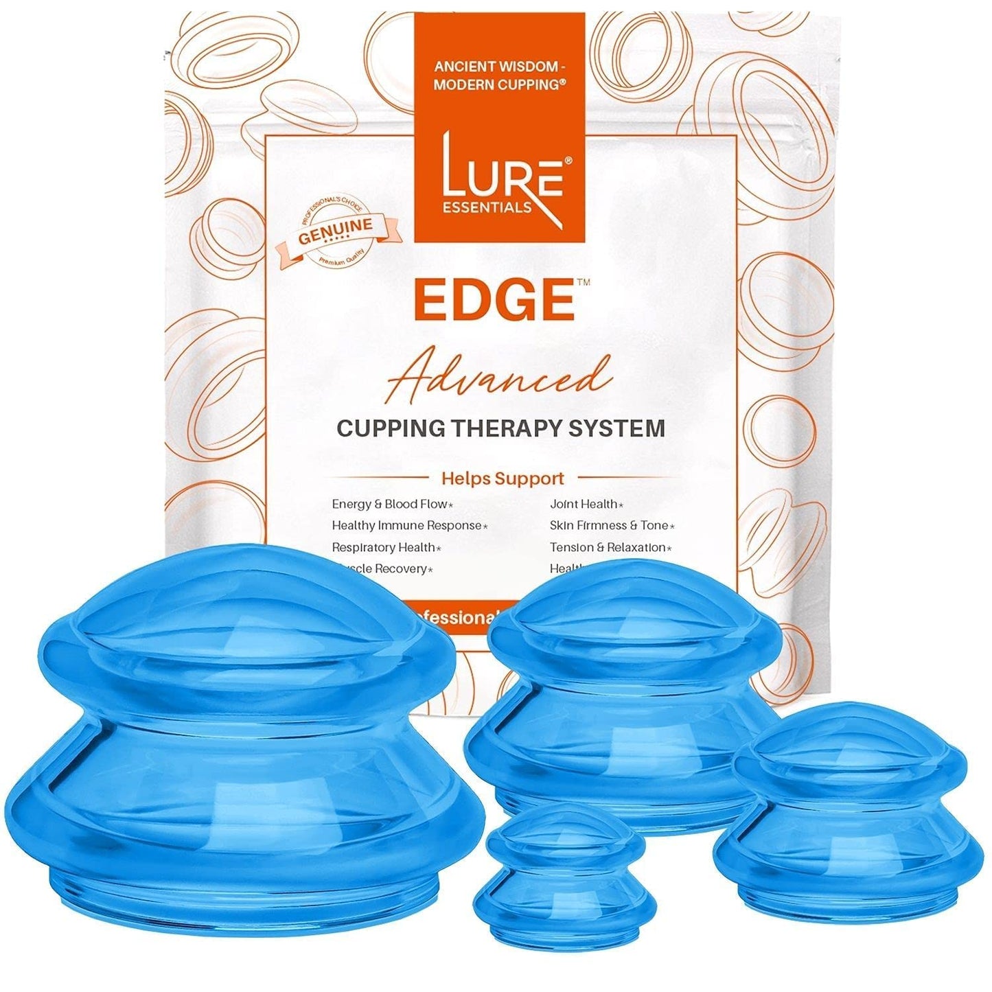 LURE Essentials Edge Body Massager and Bare Oil Bundle, Cupping for Cellulite, Stretch Marks and Body Toning Set