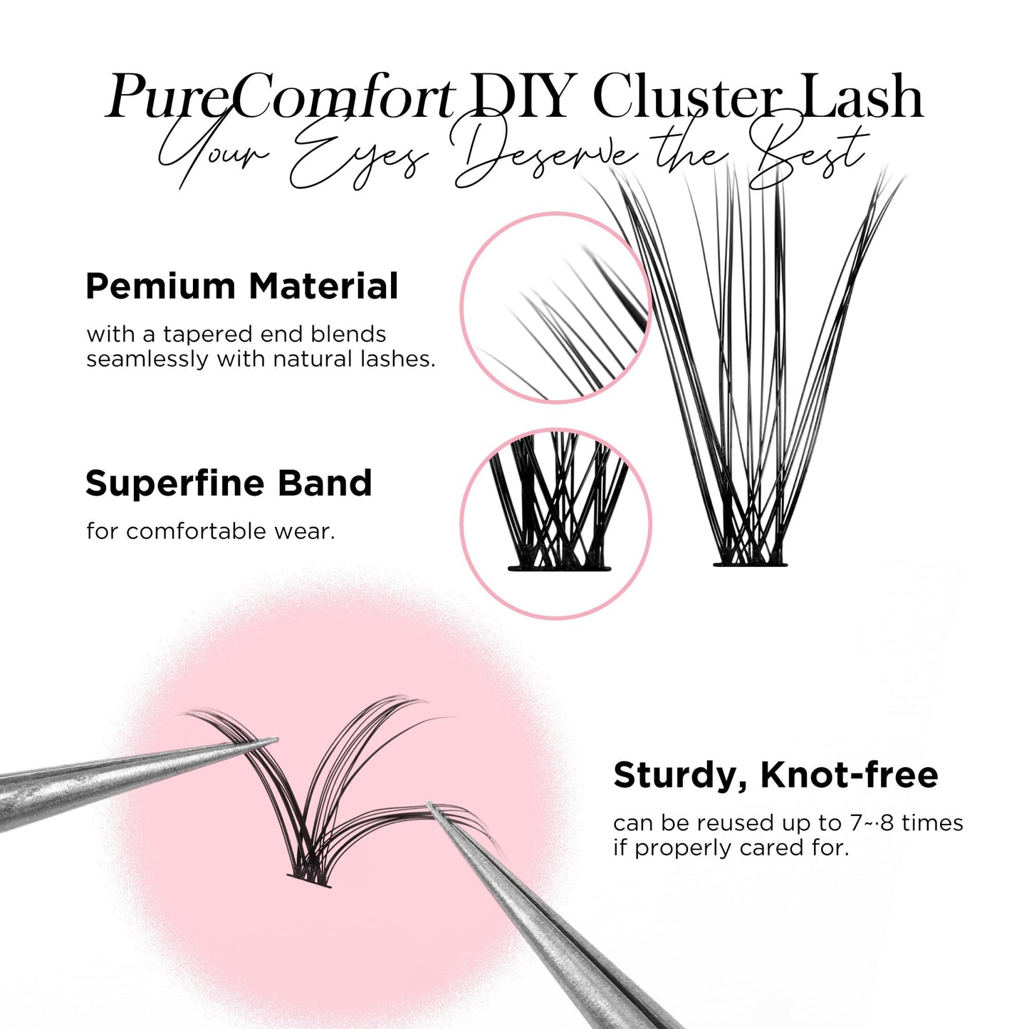 BEYELIAN Lashes Clusters D Curl 280pcs 10-16mm Cluster Lashes Dense Look DIY Eyelash Extensions Super Thin Band & Soft Lashes Reusable Mixed Tray Volume False Lashes (30+40D)