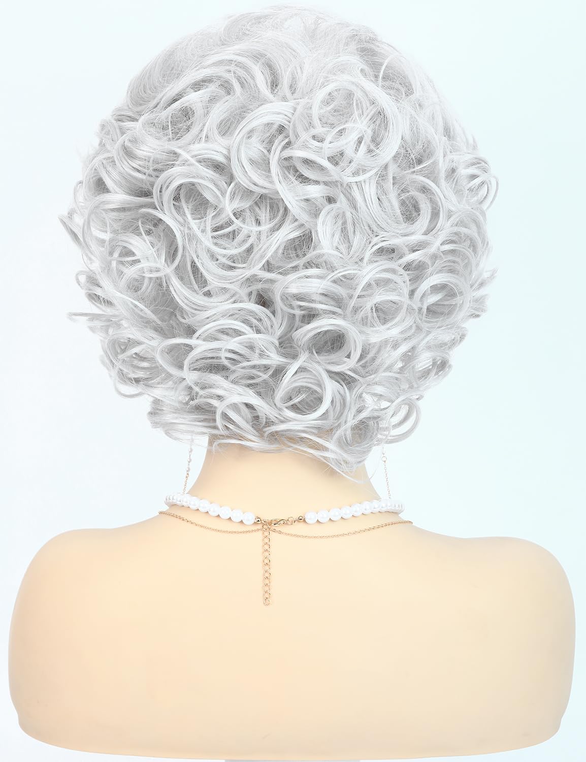 Bettecos Old Lady Wig Costume Set for Women Short Curly Grandma Wig and Glasses Silver White Granny Wigs for Old Woman Cosplay Halloween Party (Silver White/Old Lady)