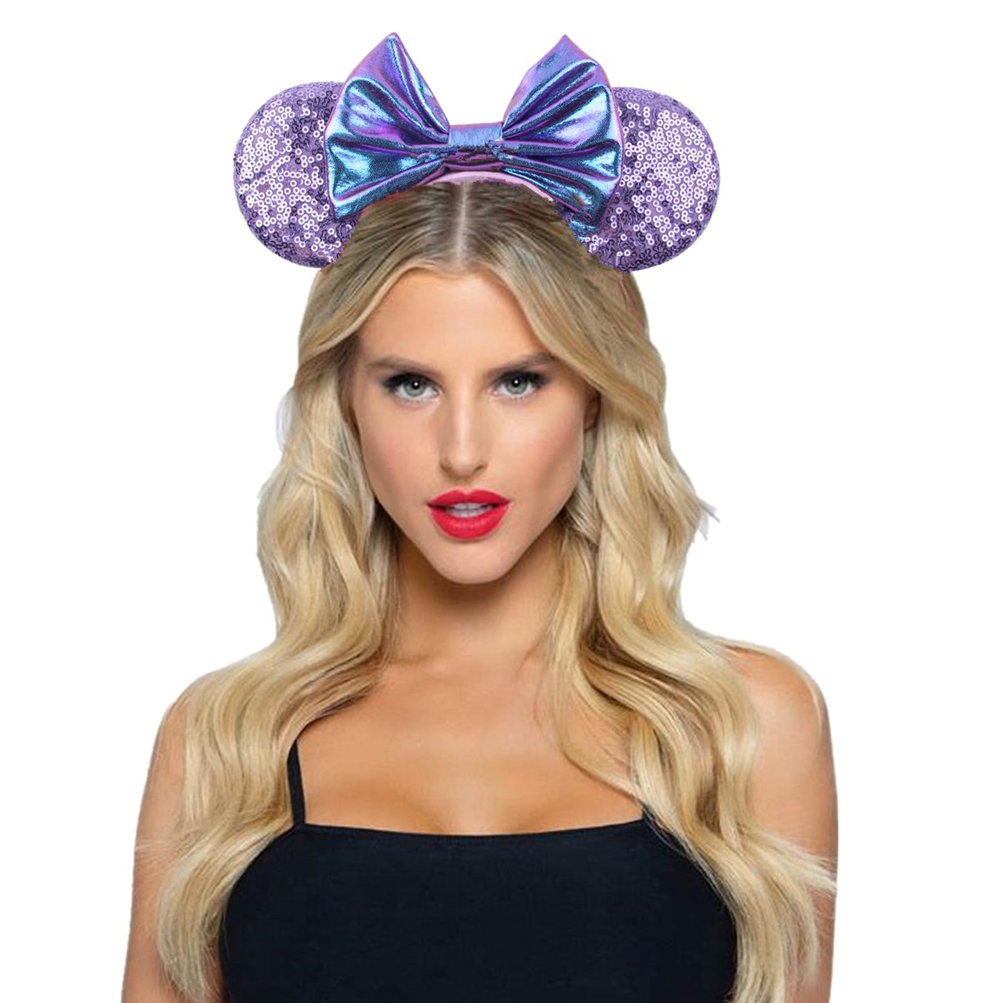 JOYFISCO Mouse Ears Headbands Shiny Bow Mouse Ears Headband Glitter Party Princess Decoration Cosplay Costume for Women Girls