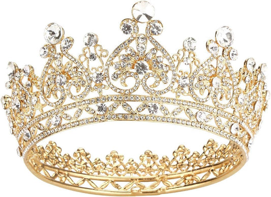 Makone Gold Tiara Crown for Women Girls, Crowns Tiaras Hair Accessories for Birthday Wedding Prom Bridal Party Halloween Costume Christmas Gifts