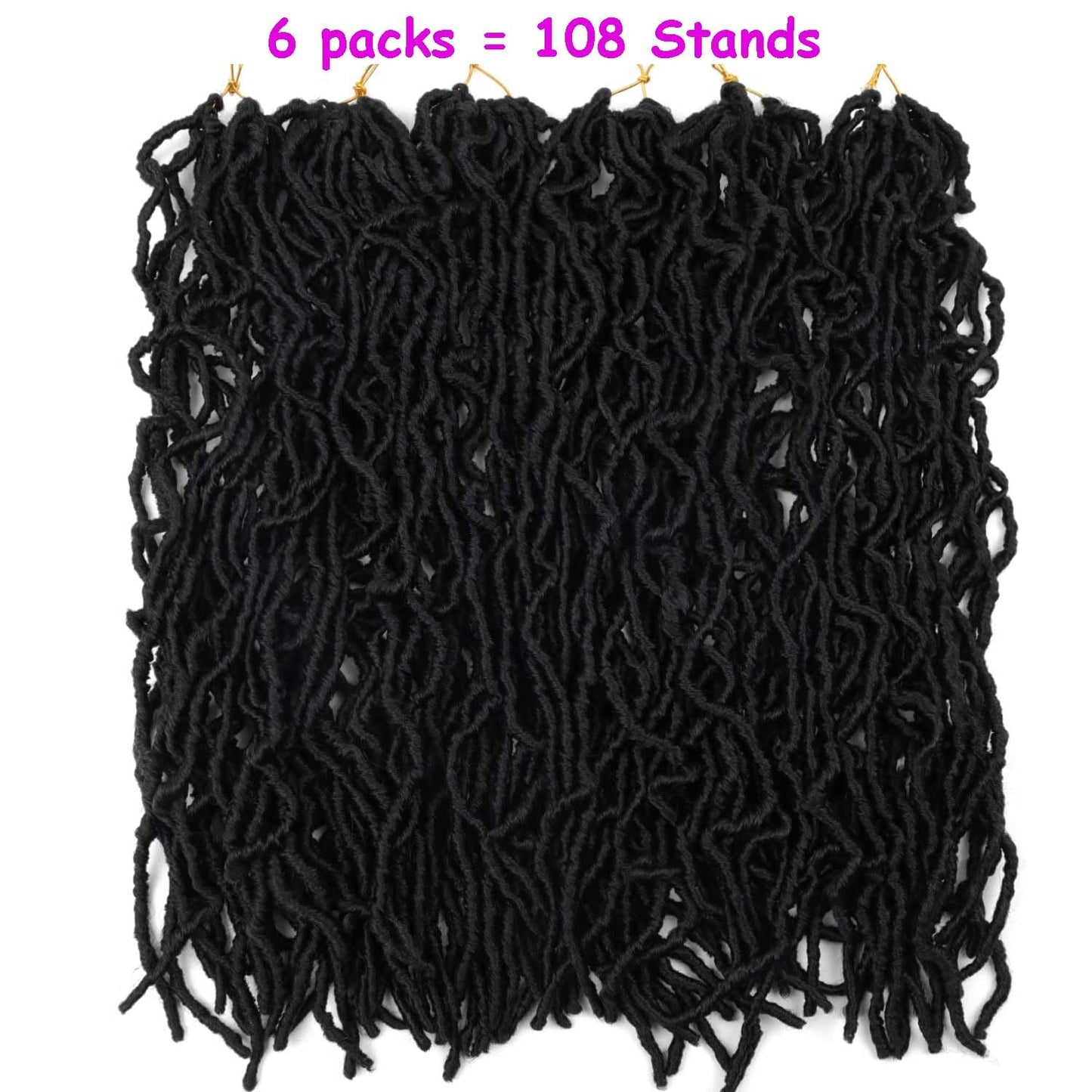 24 Inch Faux Locs Crochet Hair Pre Looped 6 Packs Soft Locs Crochet Braids Goddess Locs Dreadlocs Synthetic Hair For Black Women (24 Inch (Pack of 6), 1#)