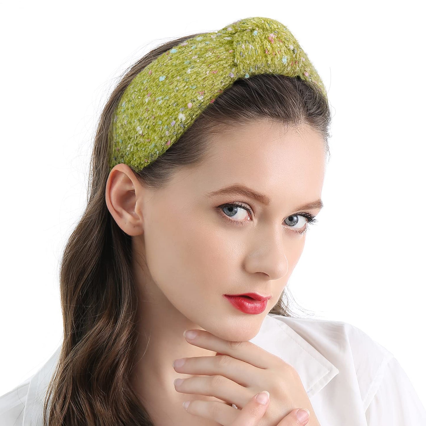 QIANXUAN Fabric Headbands For Women'S Hair Fashion Solid Color Headbands For Girls Woven Women Hair Accessories Knitting Wide Soft Lady Turban Top Knotted Glam Hairbands