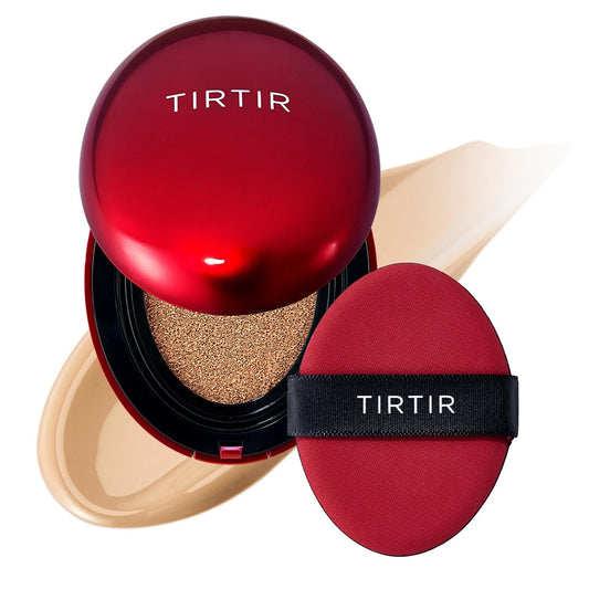 TIRTIR Mask Fit Red Cushion Foundation | Full coverage, Weighless, Skin fit, Satin Glow Finish, Korean cushion foundation (#27N Camel, 0.63 Fl Oz (Pack of 1))