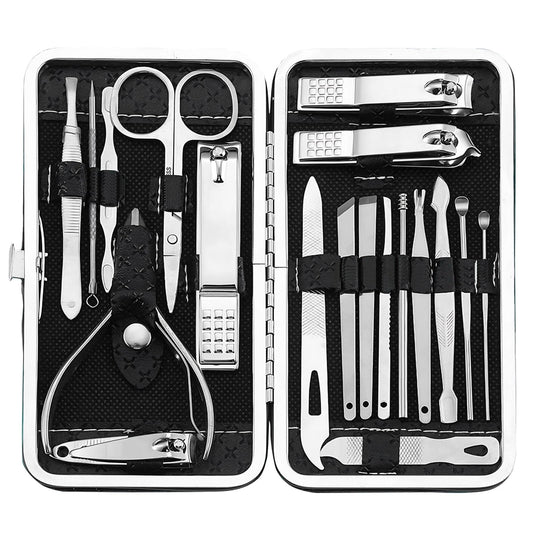 FIXBODY Father Gifts for Manicure Kit, Nail Clippers for Men Manicure Sets 19 Pieces, Nail Kit with Nail Cutter, Nail File, Fingernail Clippers, Toenail Clippers, Gift for Father Day