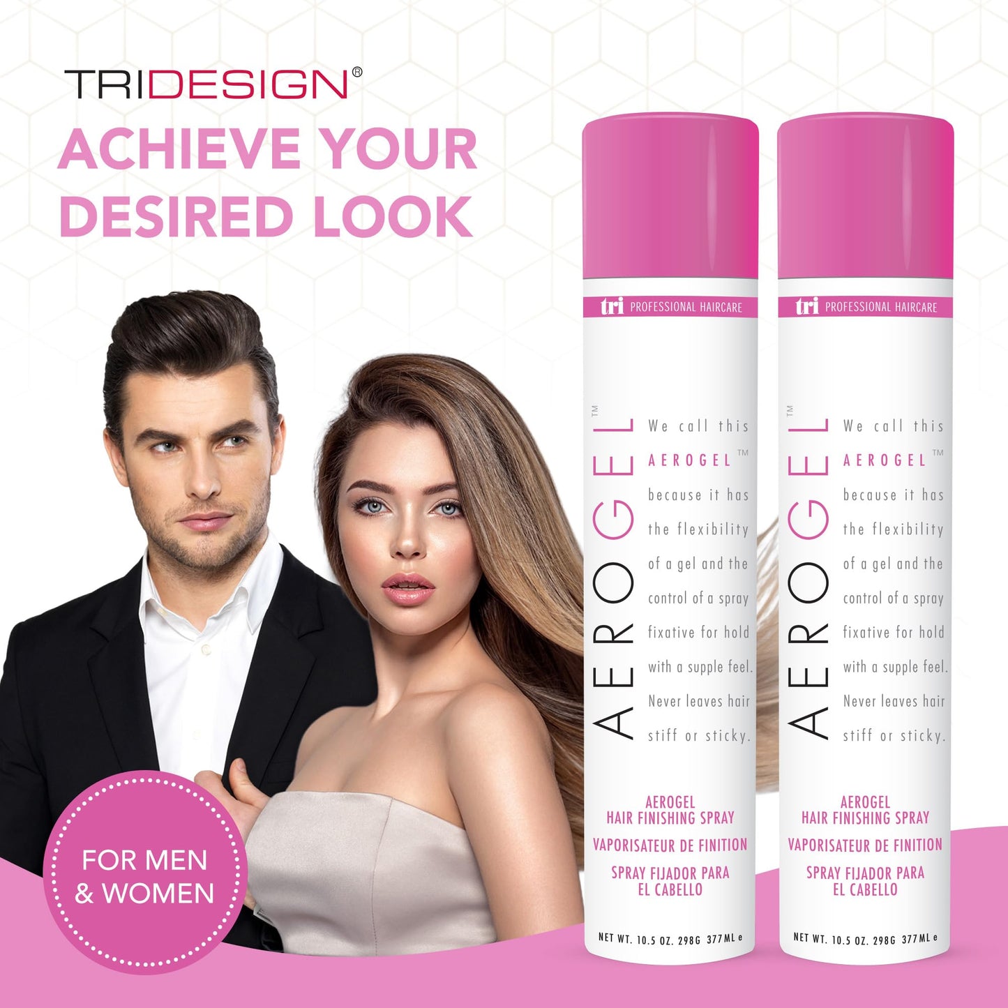 TRI Design Haircare Bundle: Aerogel Volumizing & Flexible Hold Hairspray + Covert Control Fast-Drying & Humidity-Resistant Hairspray – For All Hair Types, Lightweight & Non-Sticky Finish