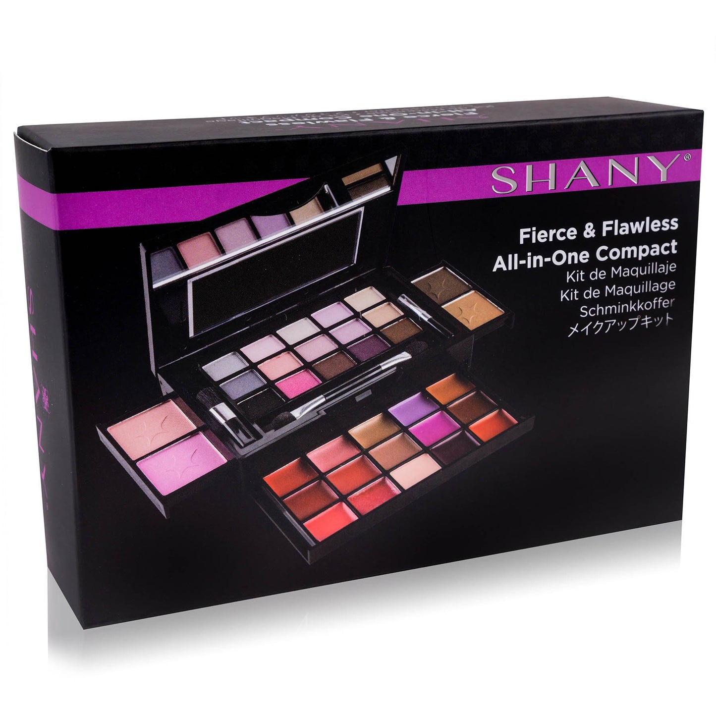 SHANY Fierce & Flawless All-in-One Makeup Set Compact with Mirror, 15 Eye Shadows, 2 Bronzers, 2 Blushes and 15 Lip/Eye Glosses, Makeup Applicators, Premium Giftable Packaging