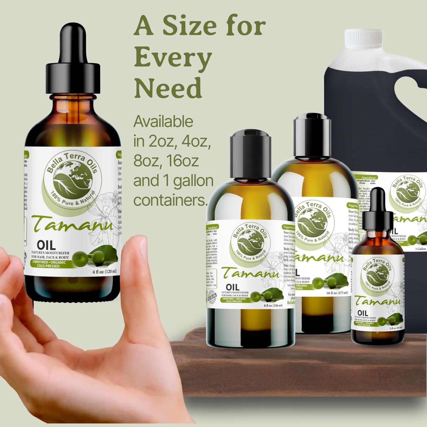 Bella Terra Oils - Organic Tamanu Oil 16oz - Experience Nature's Elixir, Abounding with Nutrients & Vitamins, Superior Choice for Radiant Skin