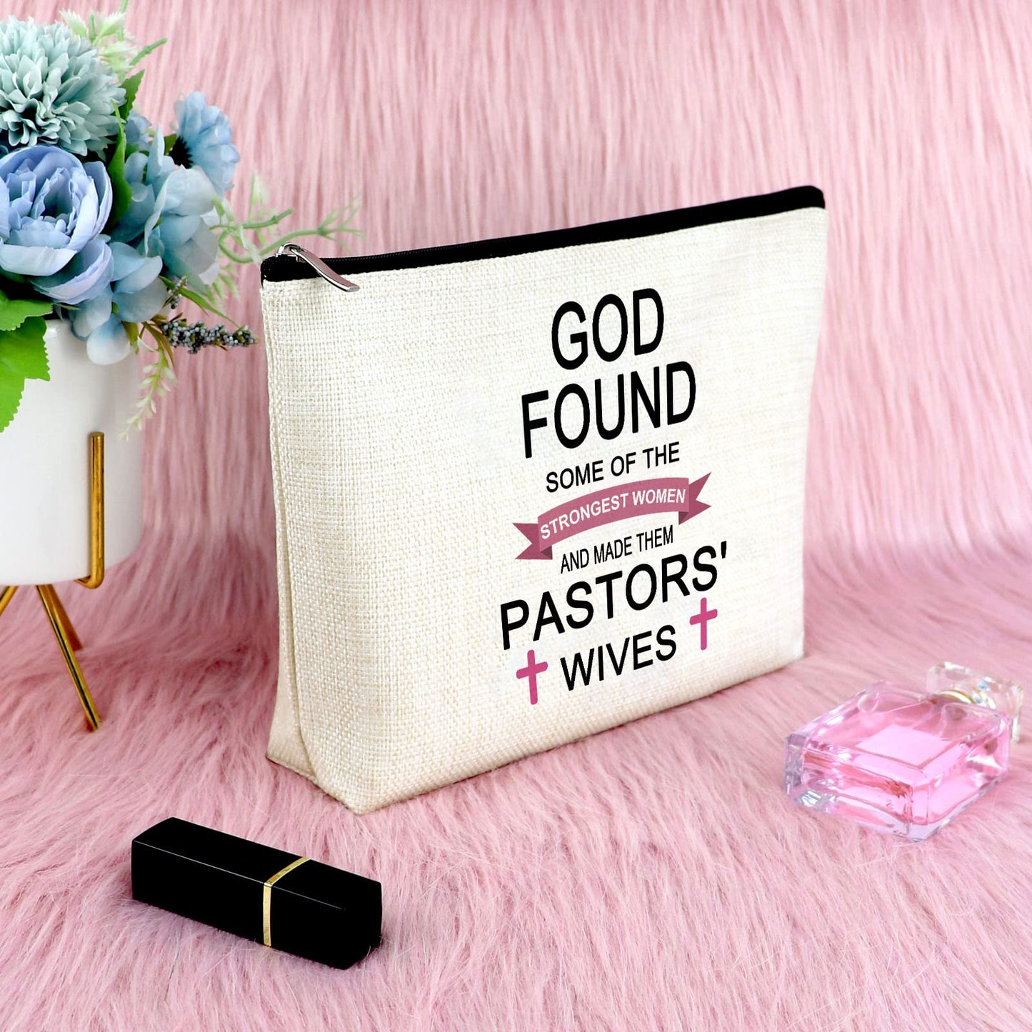 2Pcs Pastor's Wife Appreciation Gift Makeup Bag Minister's Wife Thank You Gift Religious Gift for Pastor's Wife Cosmetic Bag Birthday Gift for Pastor's Wife Christmas Gift Travel Cosmetic Pouch