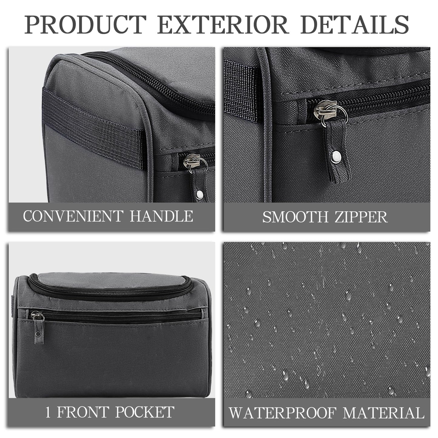 Apooliy Toiletry Bag for Men,Water-resistant Shaving Bag for Toiletries Accessories,Travel Makeup Bag with Divider and Handle(Black)