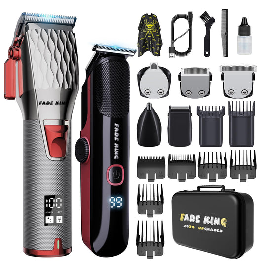 FADEKING® Professional Hair Clippers for Men + All in One Beard Trimmer for Men IPX7 Waterproof, Cordless Clippers and Trimmers Set