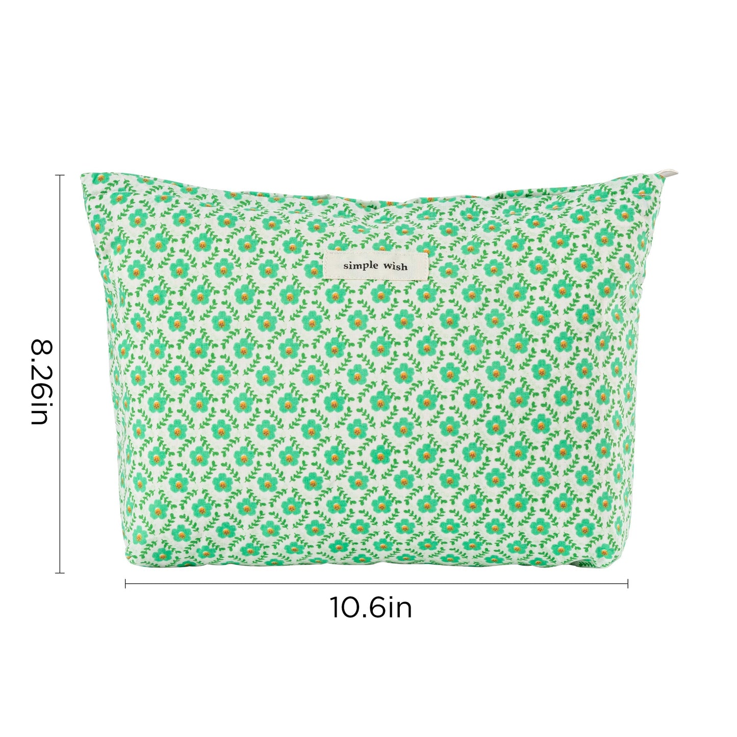 HBselect Floral Makeup Bags for Women Girls Gift,Flower Embroidery Cute Makeup Pouch for Purse Organizer,Zipper Canvas Quilted Cosmetic Bag,Travel Toiletry Small Make Up Bag,Green