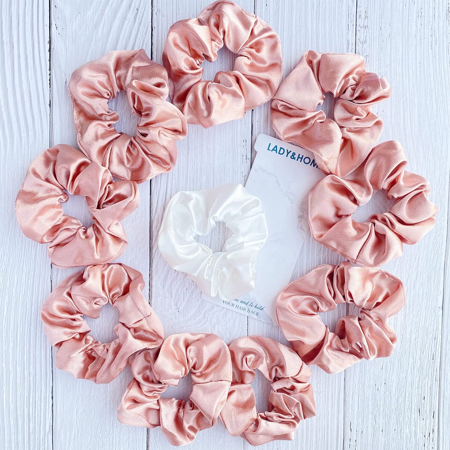 LADY & HOME 10 Packs Bridesmaids Scrunchies, Bridesmaid Proposal Gifts Favors for Bachelorette Party, Bridal Party, Bridal Shower(Champagne)