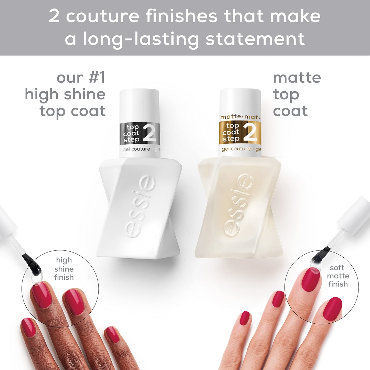 essie Gel Couture Platinum Grade Finish Top Coat, 0.46 Ounces (Packaging May Vary) (Pack of 2)