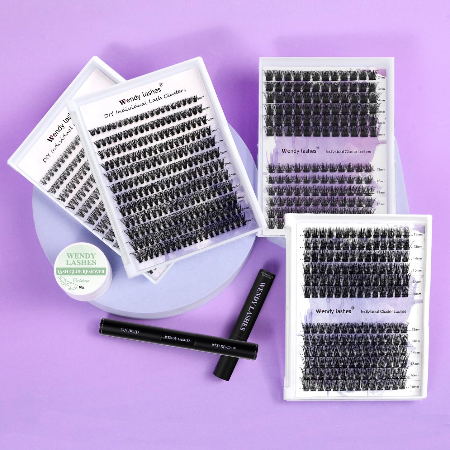 WENDY Lash Extension Kit Lash Clusters Kit D Curl 60D+80D Cluster Lashes Individual Lashes Wispy Soft Eyelash Clusters with Lash Bond and Seal Lash Applicator(60D+80D D Kit,12-16mm)