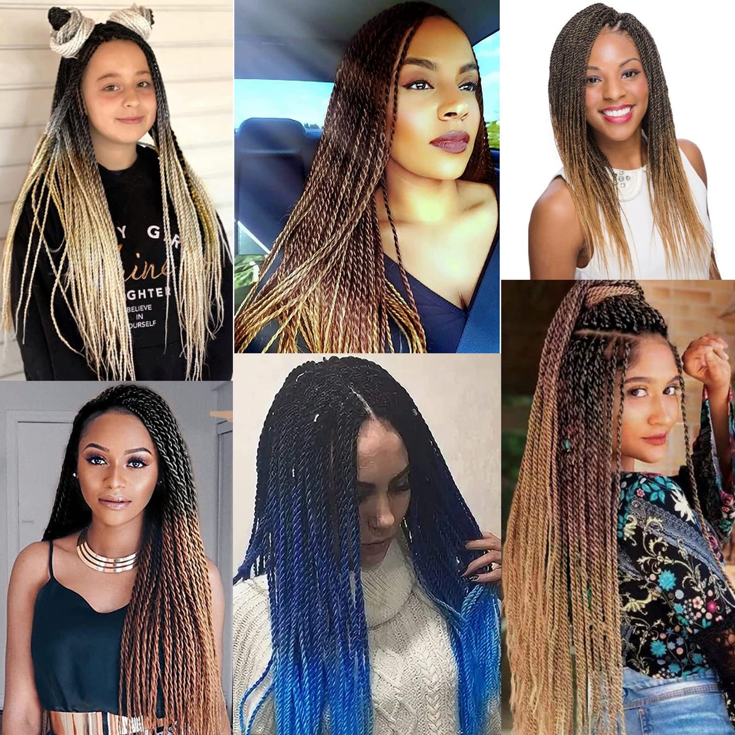 Senegalese Twist Crochet Hair For Black Women 22 Inch 7 Packs Crochet Senegalese Twists Crochet Twists Pre Looped Small Crochet Braids Hair 30Stands/Pack Hot Water Setting(22 Inch, T1B/30)