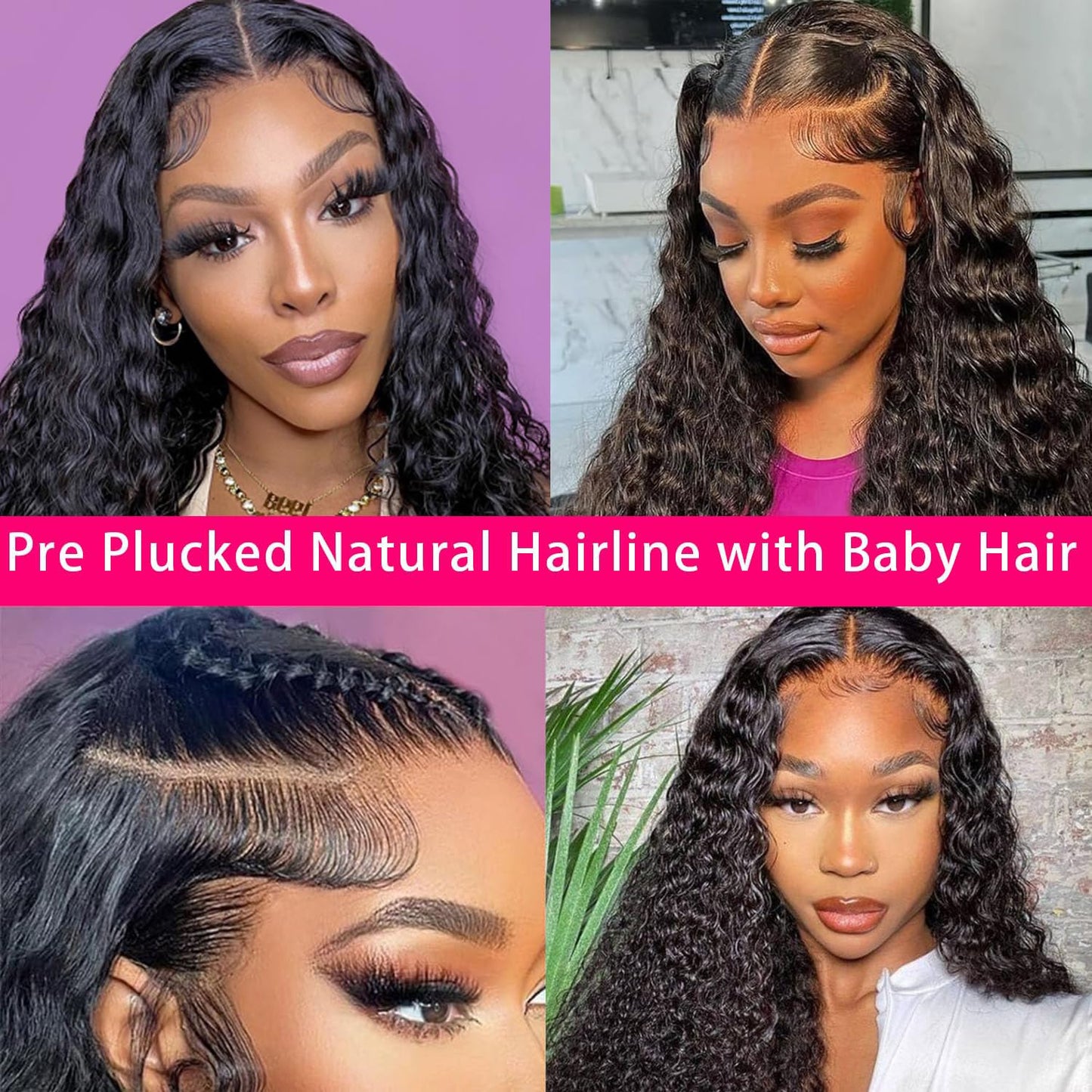 LICHANG 20 Inch Deep Wave Lace Front Wigs Human Hair 4x4 HD Lace Closure Wigs Human Hair 200% Density Deep Curly Lace Frontal Wig Human Hair Pre Plucked with Baby Hair for Black Women