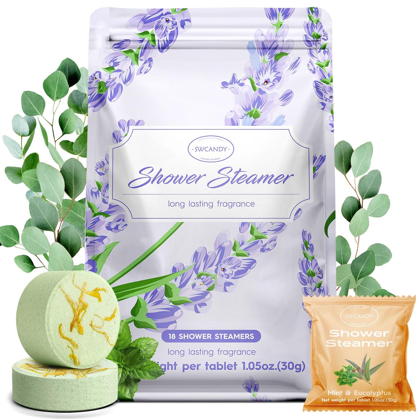 SWCANDY Shower Steamers Aromatherapy 18 PCS Mint Lavender Birthday Gifts for Women Mom Her Men, Bath Bombs Tablets Relaxation, Self Care & Home Spa Stress Relief with Natural Essential Oils