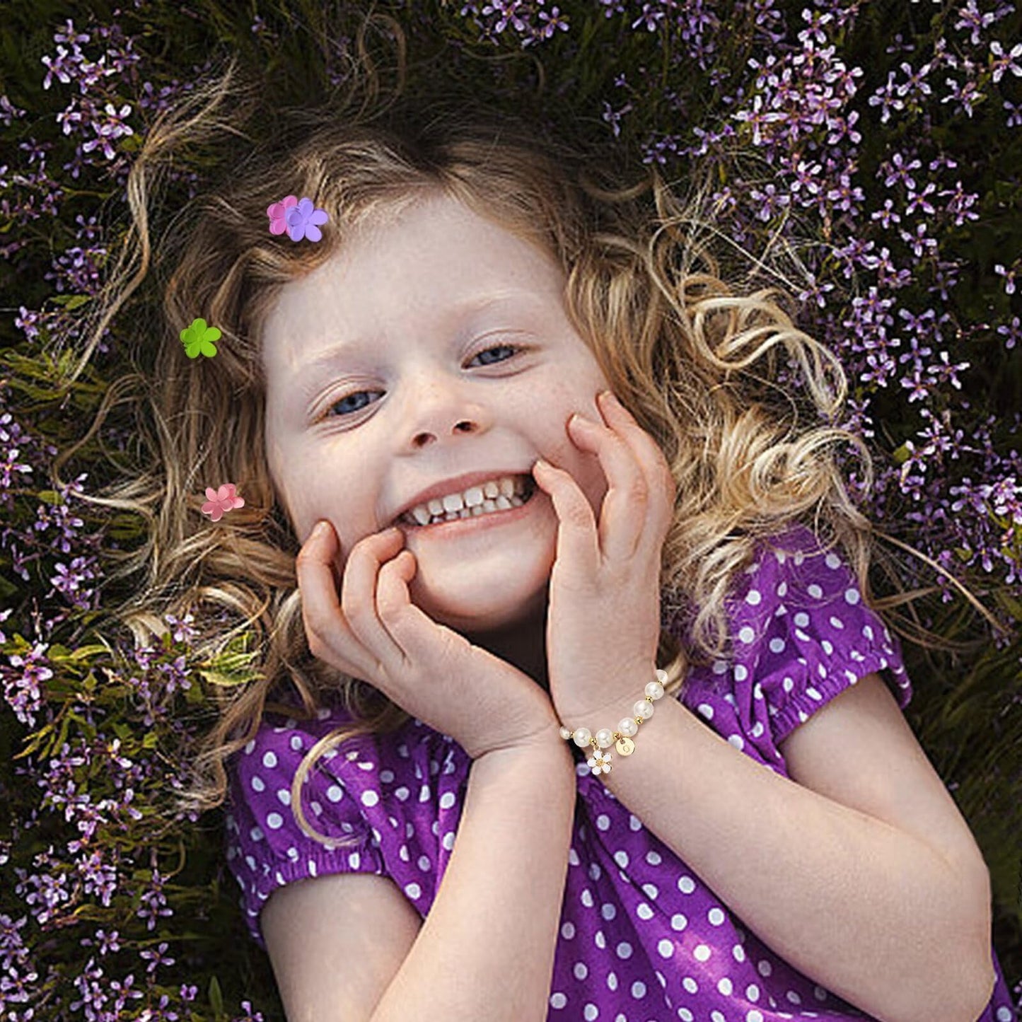 Flower Girl Gift，Flower Claw Clips，Flower Girl Gifts From Bride，Flower Girl Proposal，Flower Girl Hair Accessory，Flower Girl Bracelet，flower girl bracelet for little girls V