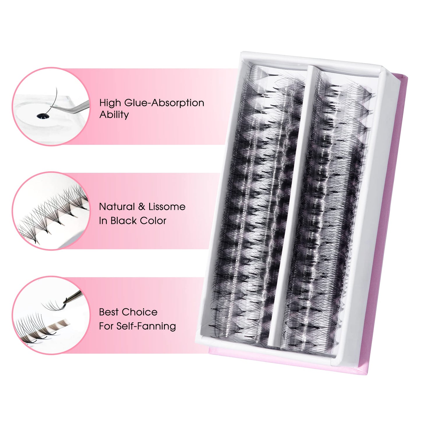 LAVISLASH 500 Ultraspeed Promade Fans Handmade Volume Eyelashes | Ultra Speed Eyelash Extension | 3D To 16D Fans | 0.03/0.05/0.07mm Thickness | C/CC/D Curl | 8-16mm Length(4D-0.07-D-13mm)