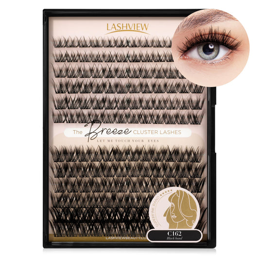 LASHVIEW Cluster Lashes DIY Cluster Eyelash Extensions Mega Volume Reusable Individual Lashes Cluster Volume Look Super Thin Band & Soft(C162,D-mix)