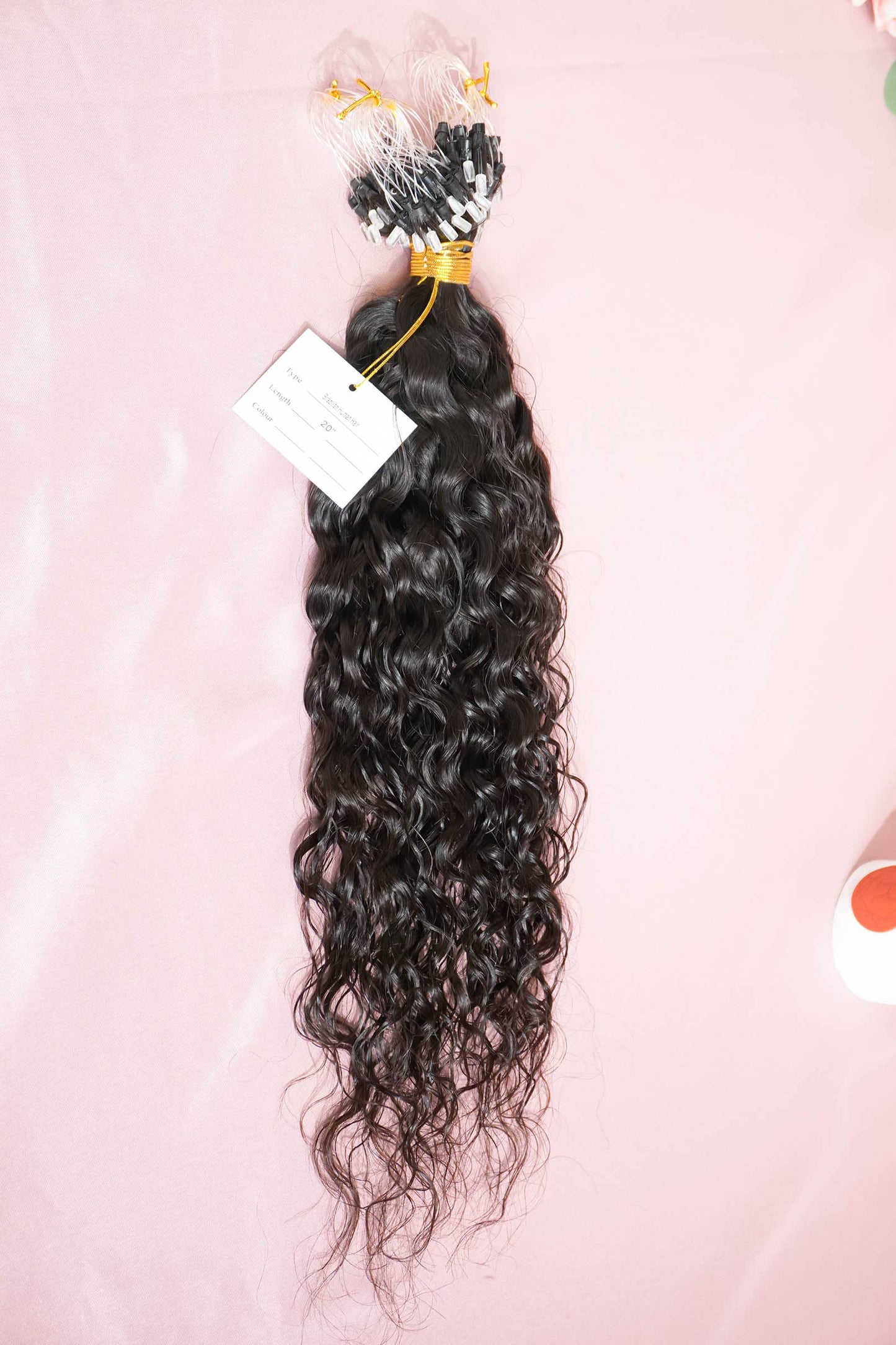 Lanmingo Invisible Micro Link Human hair extensions wet loose wave 50Strands dark brown #2 Curly Micro Loop Ring hair extensions 100% Remy Human Hair for women