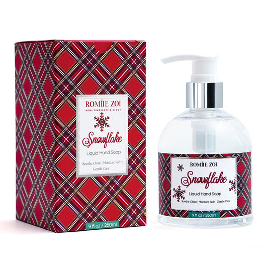 ROMIIE ZOI Christmas Liquid Hand Soap with Gift Box - Scottish Tartan, Infused with Winter Pine Aroma - 260ml/ 9 fl.oz