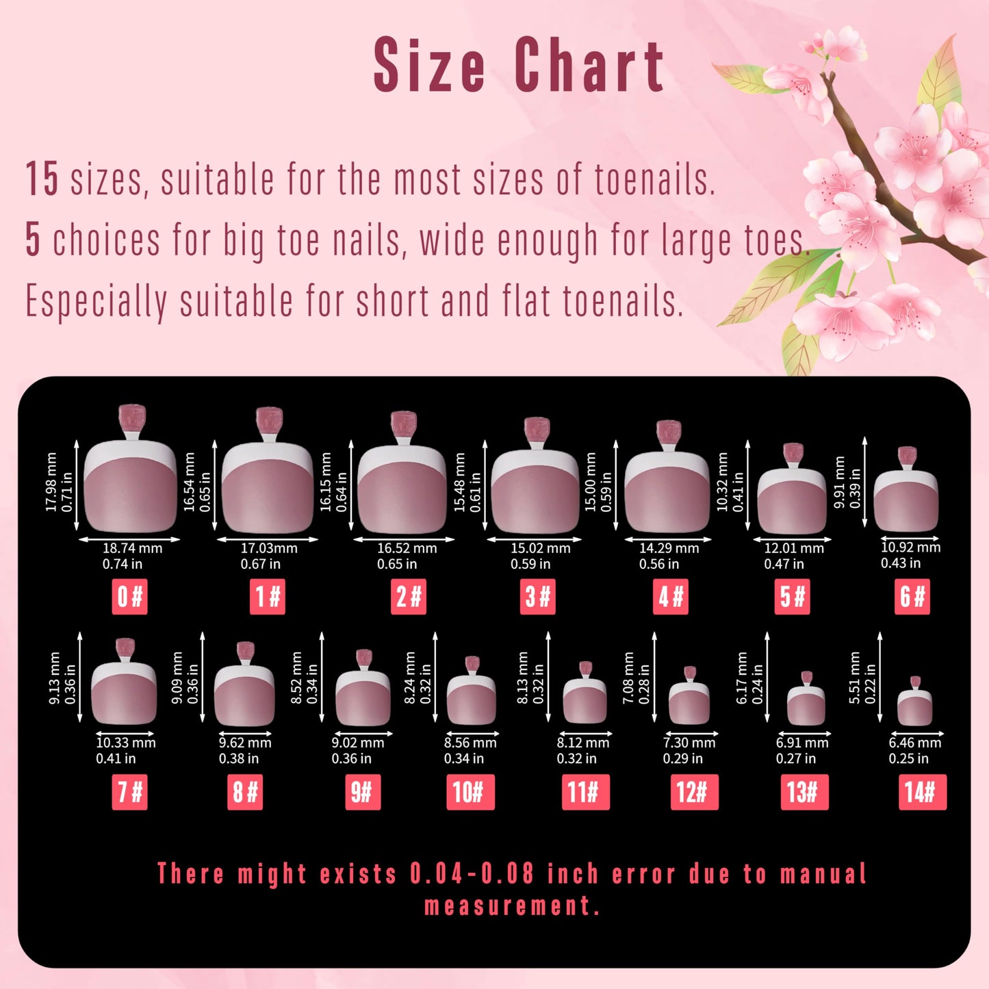 NOVO OVO French Tip Matching Press on Nail tips set, BERRY PINK Square Finger and Square Round Toe Nail Tips kit, Soft Gel Nail Extension, Pre-applied Tip Primer & Matte Base Coat x 15 Sizes 360 pcs