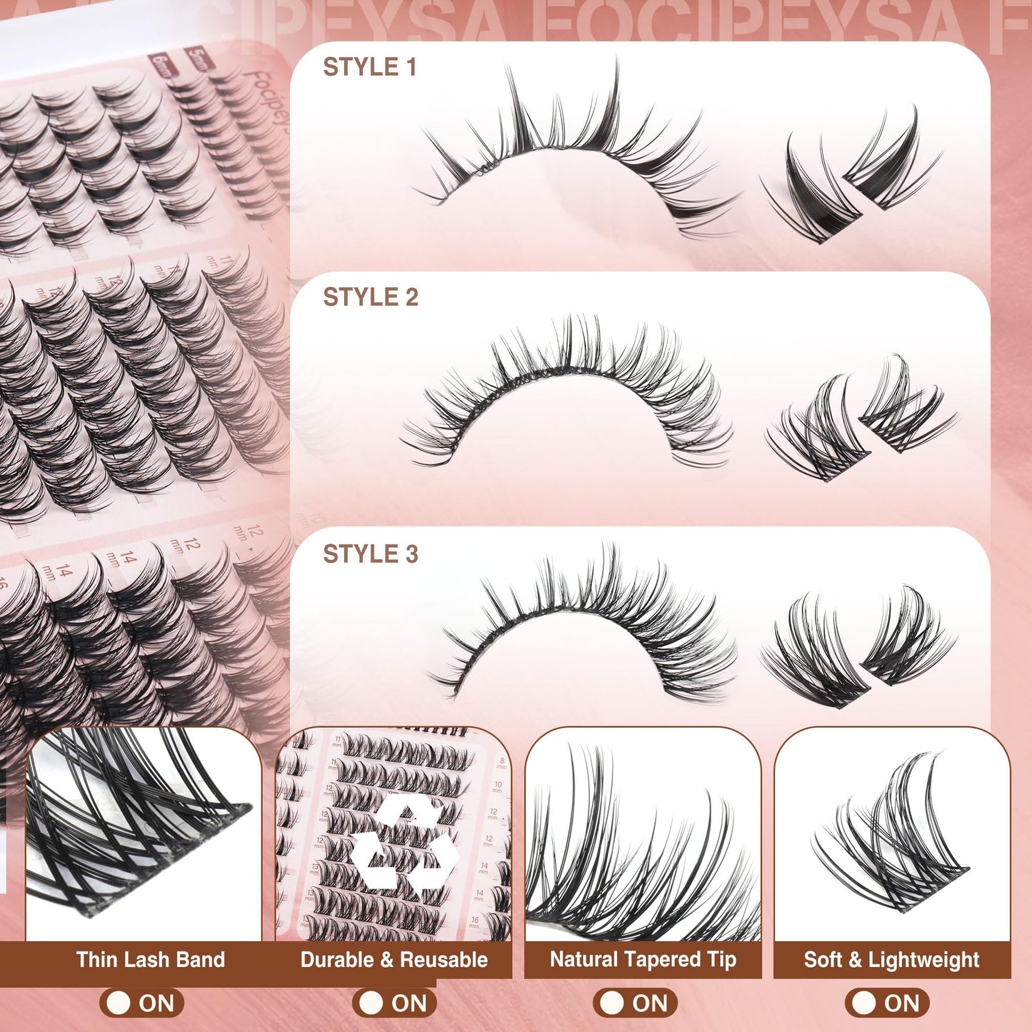 Manga Lash clusters, Anime Eyelashes Clusters, Wispy Eyelashes Extension Natural Look Lash Extensions 3 Styles Mixed Individual Lash C Curl Lashes by Focipeysa