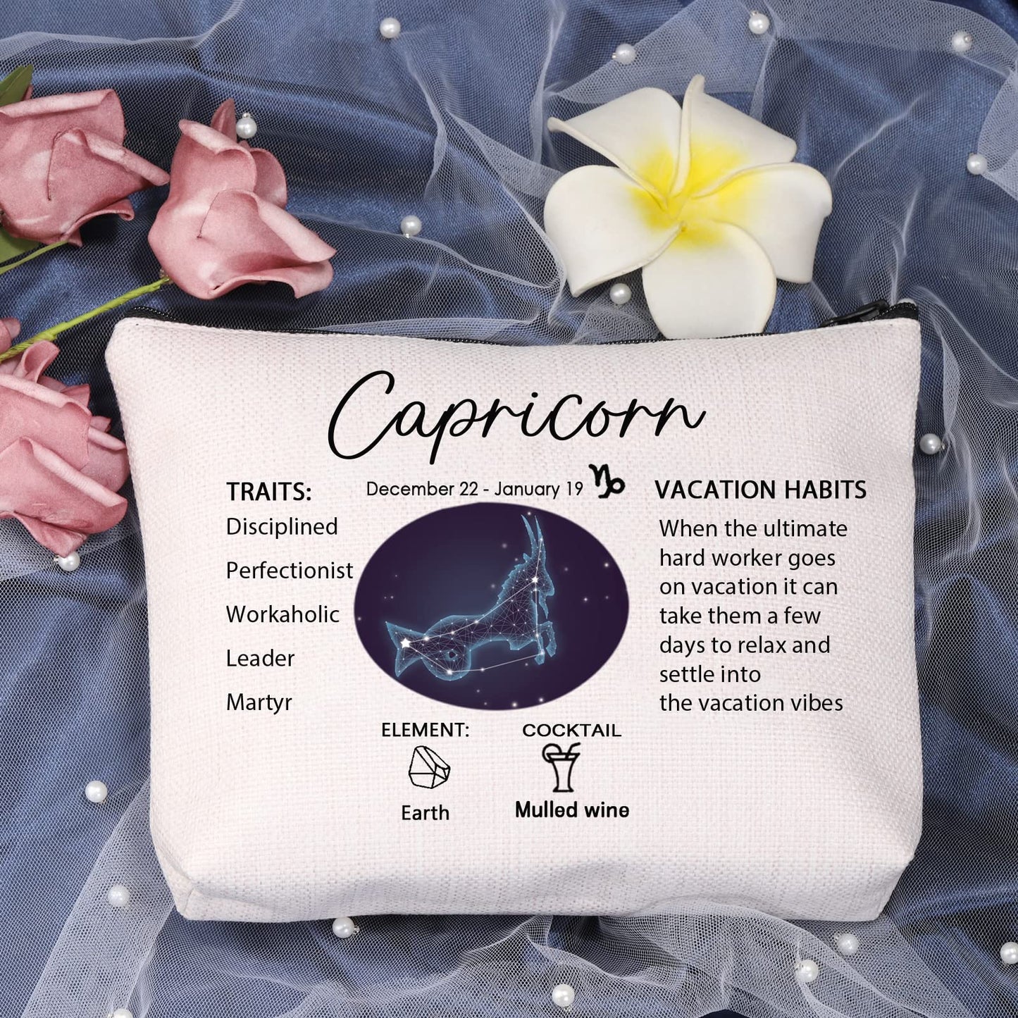 LEVLO 12 Constellation Travel Toiletry Bags 12 Zodiac Cosmetic Makeup Bag Christmas Mother's Day Birthday Gifts(Capricorn)