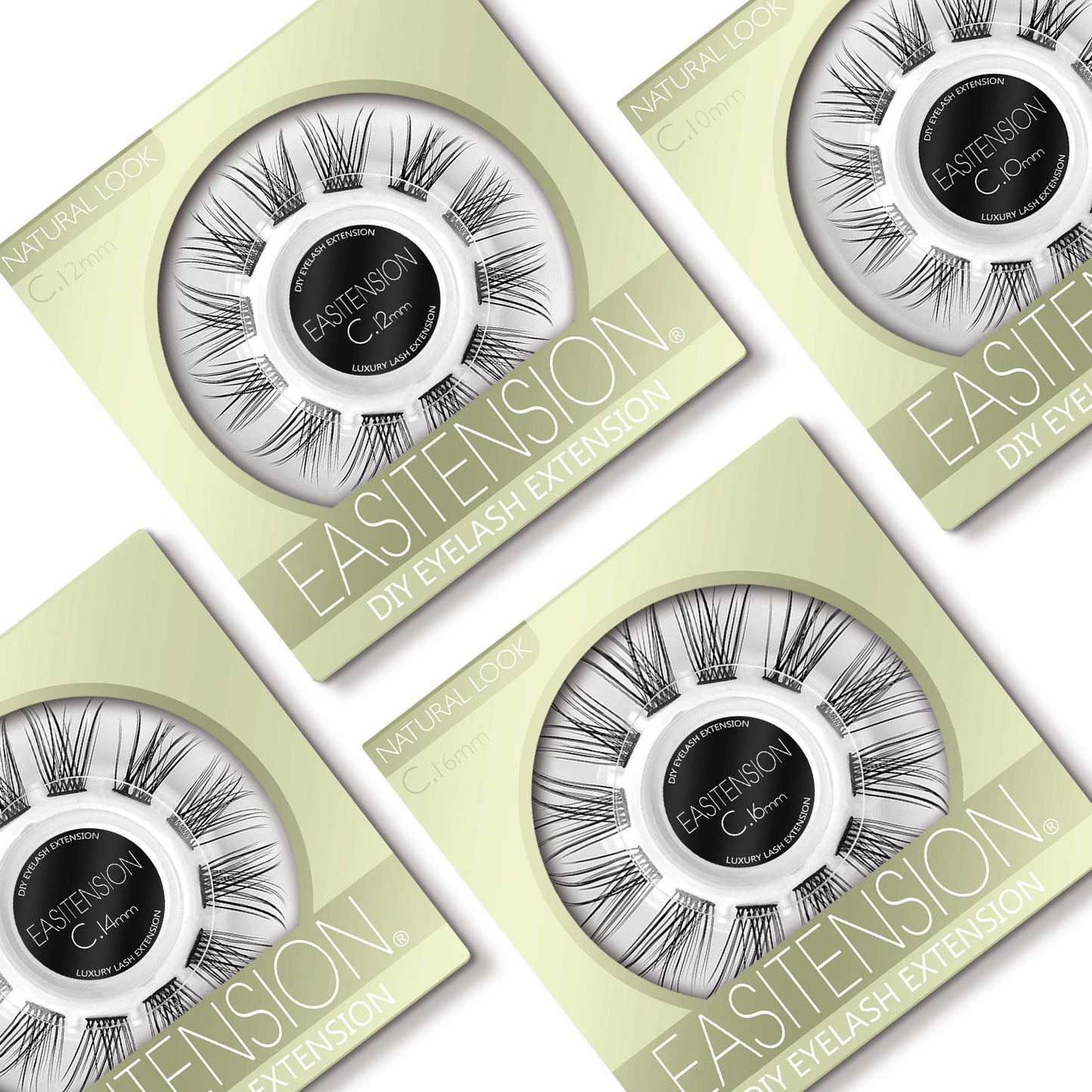 DIY Eyelash Extension, Glue Bonded Band Individual Lash 12 Clusters Natural Lashes Set, Home Eyelash Extension, C curl Lashes Pack (10MM-Natural)