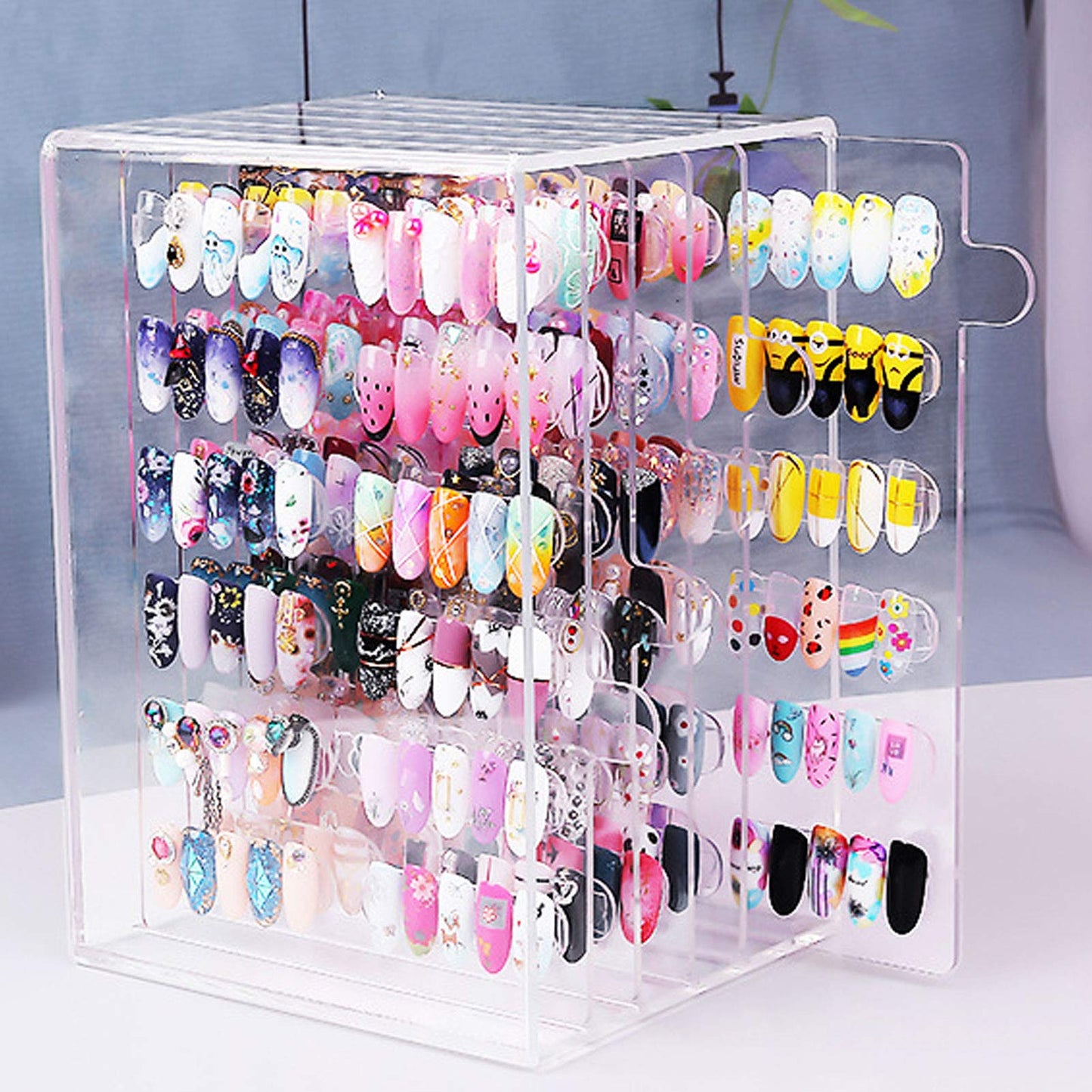 Nail Art Showing Display Stand, Transparent Acrylic Material Nail Art Tools Accessories Desktop Rack for Nail Beauty Salon