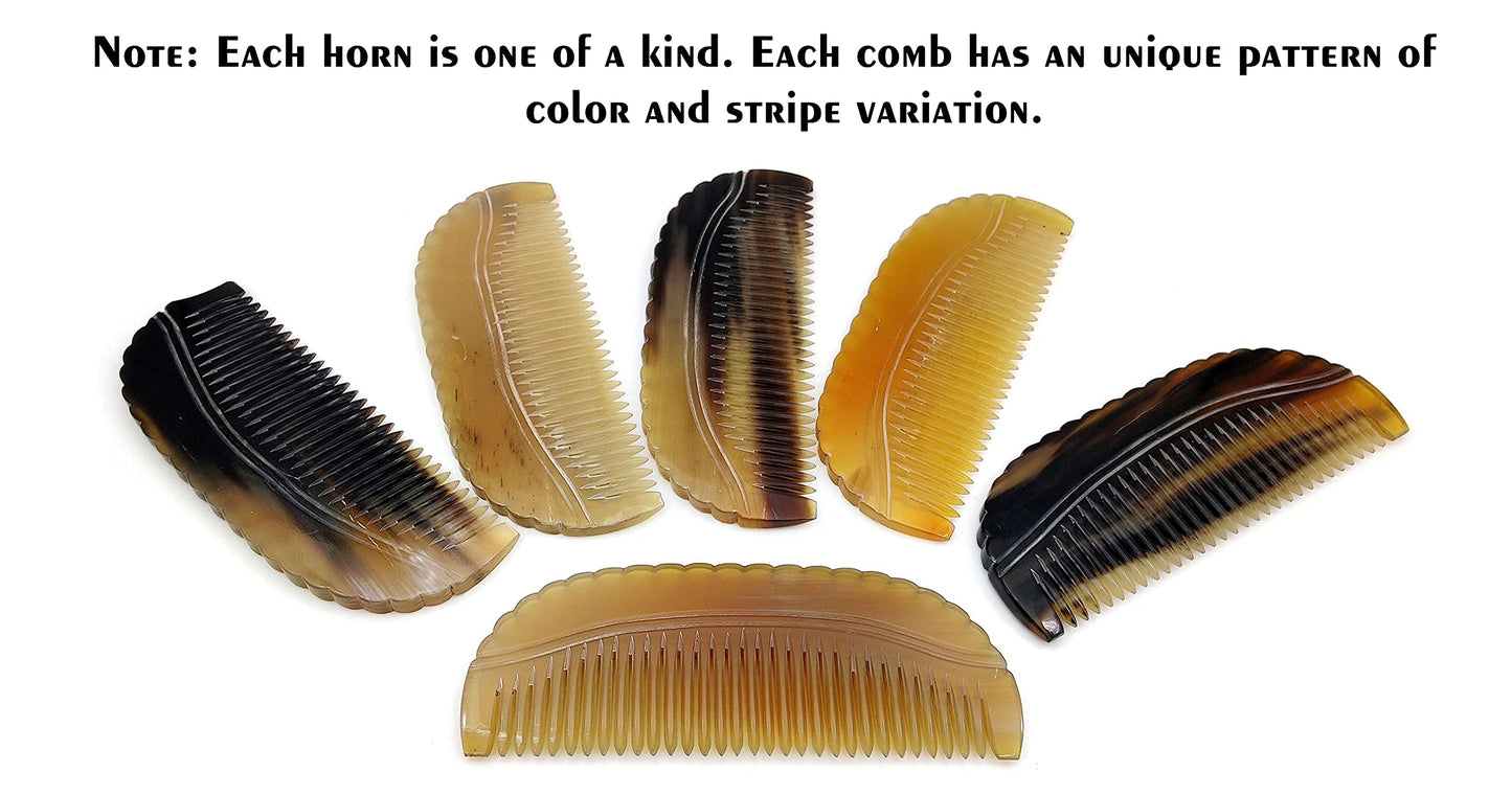 5MOONSUN5's Ox Horn Comb Premium Quality 100% Handmade Anti Static Natural Fine Horn Pocket Comb Without Handle- Professional Detangling Massage Fine tooth Comb A Great Gift - (4.5inch)