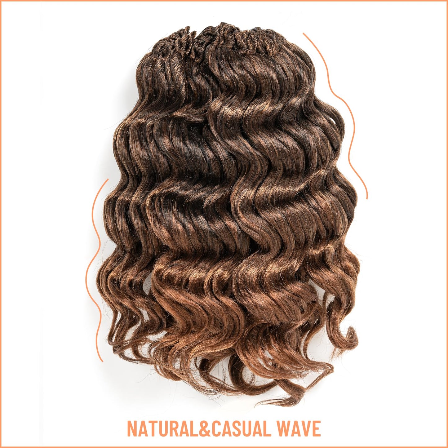 Toyotress Ocean Wave Crochet Hair - 9 Inch 8 Packs Ombre Brown Crochet Braids Deep Twist Synthetic Braiding Hair Extensions (9 Inch, T30-8P)