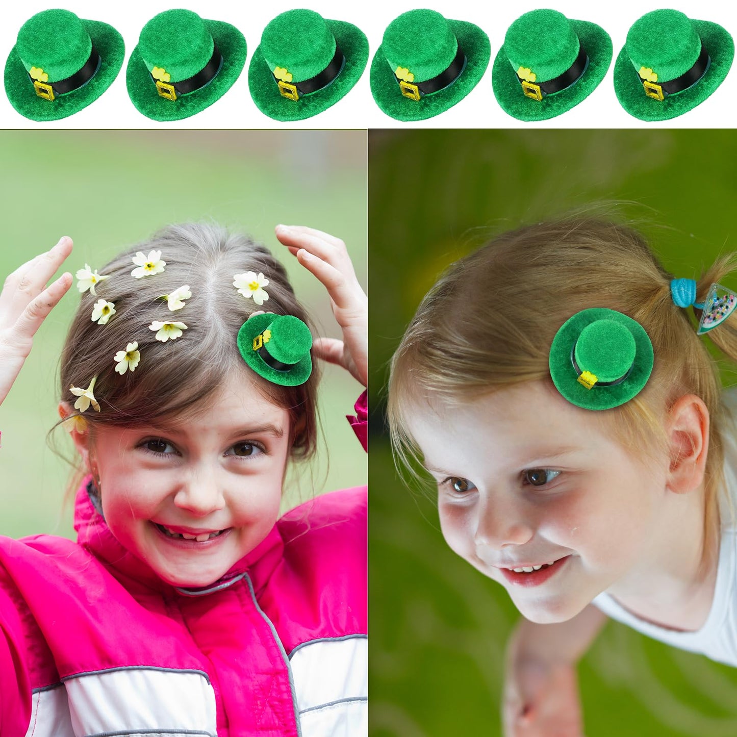 12 Pcs St Patricks Day Hair Clips, St Patricks Day Accessories, Mini Top Hat Hair Clips, Green Cowboy Hat Hair Clips, Saint Patricks Day Hair Accessories Decorations