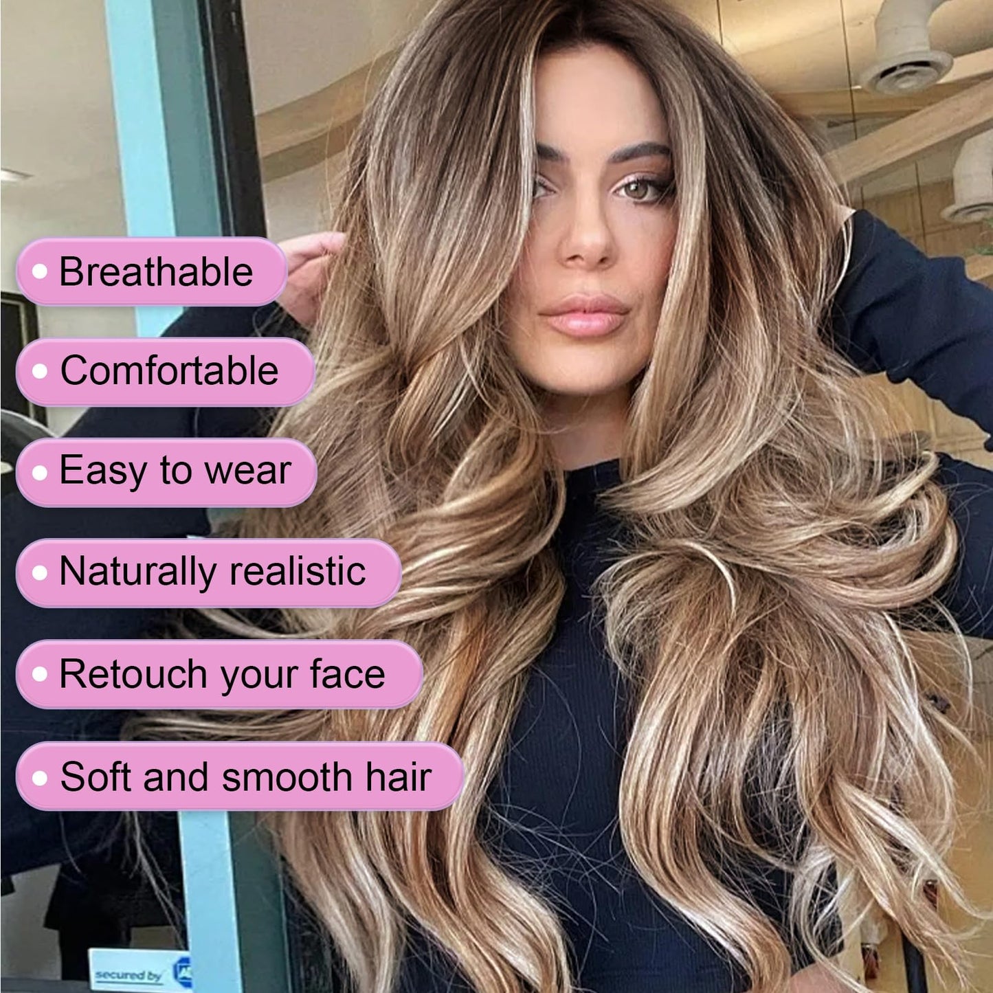 Getshow Long Blonde Wavy Wigs for Women Synthetic Wig for Party