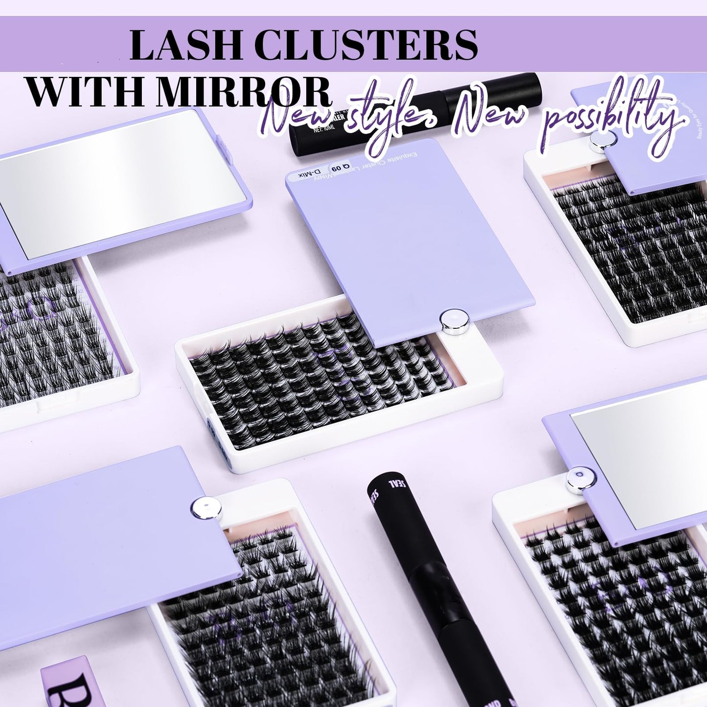 Lash Clusters D Curl 8-16MIX 96 PCS Eyelash Clusters Wispy with 360?Rotatable Mirror Cluster Eyelash Extensions Natural Lash Clusters Lashes Wispy Diy Lash Extensions Clusters (Q02,D 8-16MIX)