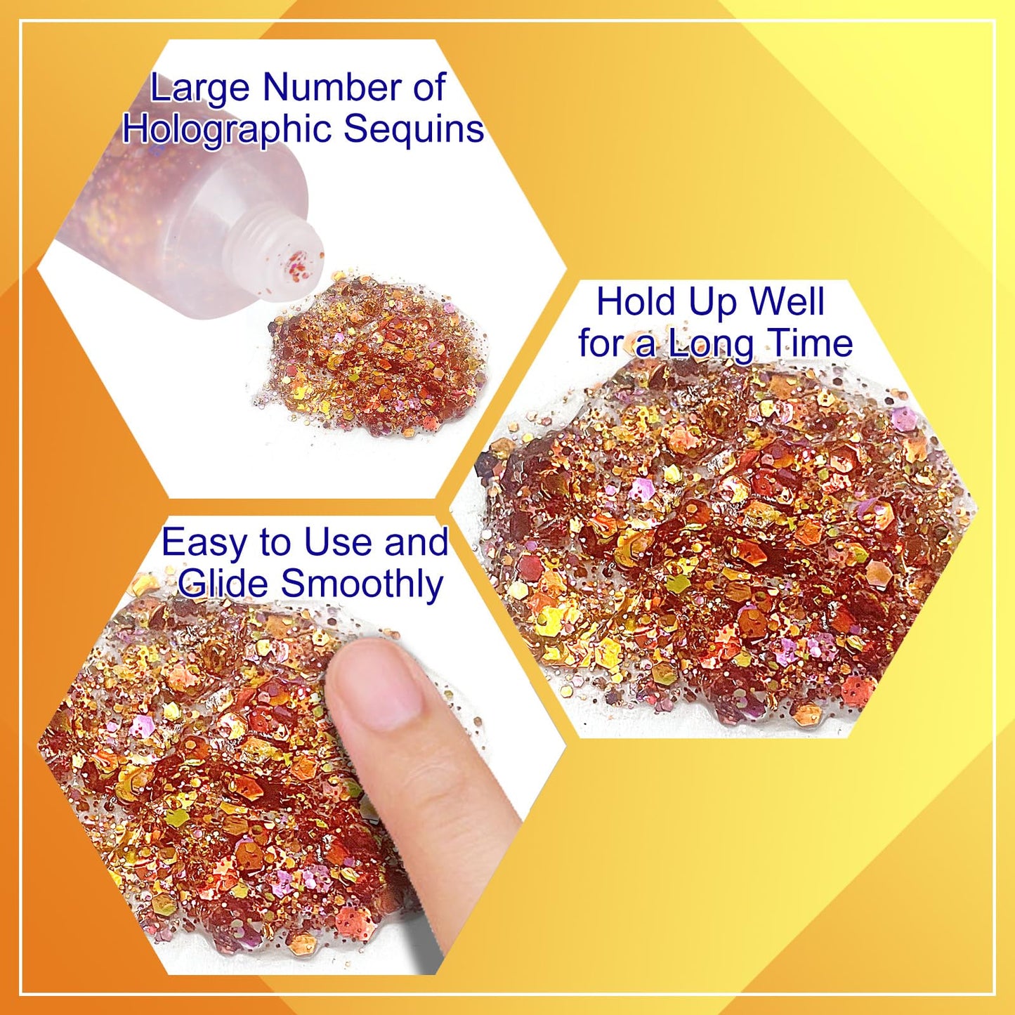 MEICOLY Chameleon Sunset Red Body Glitter,Chunky Glitter Paint,Color Changing Mermaid Face Glitter Gel,Holographic Glitter Sequin for Face Body Hair,Halloween Festival Party Glitter Makeup,50ml