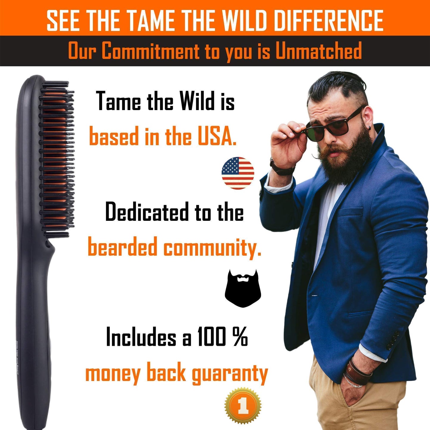 Tame's Elite Beard Straightener Brush and Tame's Beard Armor Heat Protector Spray - Bundle and Save