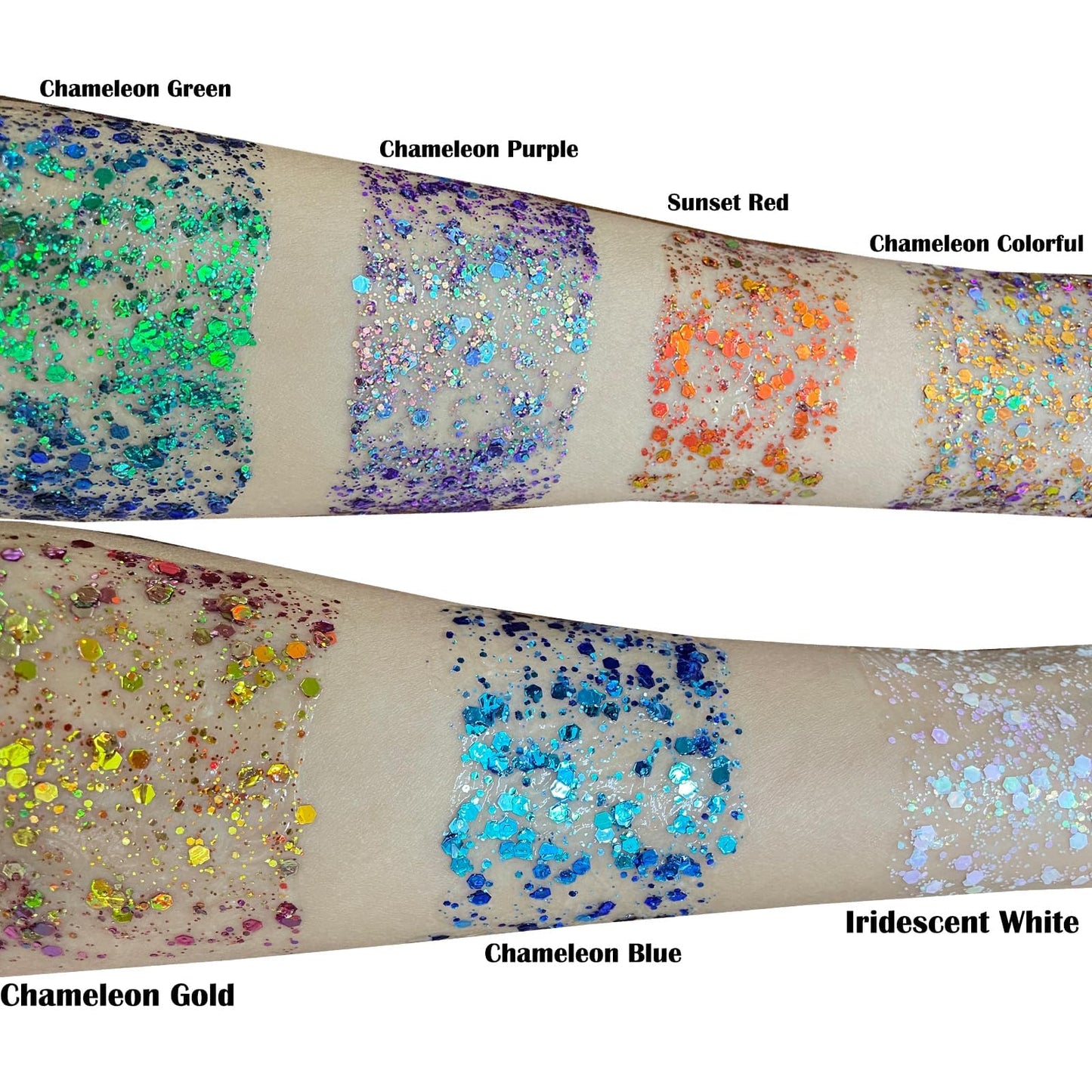 MEICOLY Chameleon Iridescent White Body Glitter,Chunky Face Glitter Paint,Color Changing Mermaid Face Glitter Gel,Opal Glitter Sequin for Face Body Hair,Halloween Festival Party Cheer Makeup,50ml