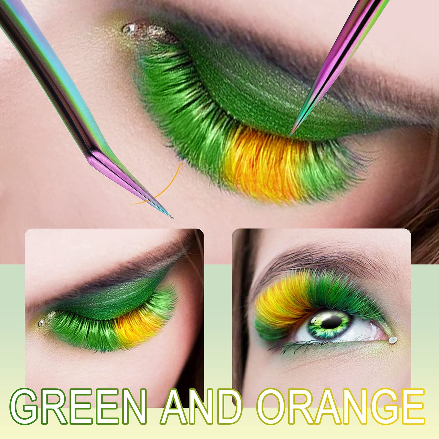 Colored Eyelash Extensions Yellow Color Individual Lash Extensions 0.15 D Curl Colorful Classic Lash Extensions (Orange-D-0.15,15-20MIX)