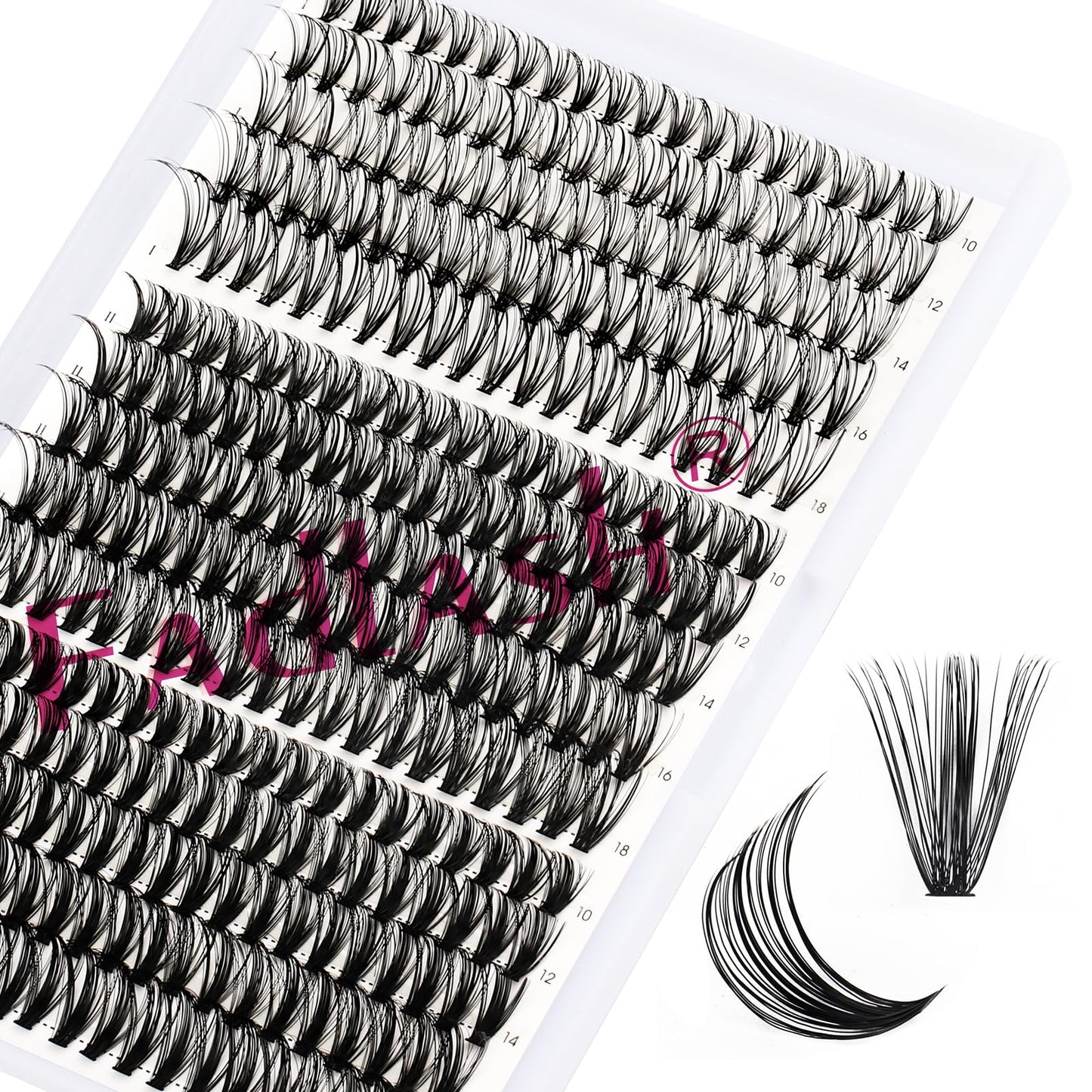 Individual Lashes 300pcs 20D+40D+50D Mixed Lash Clusters C Curl Cluster Lashes Natural Look Lash Clusters Extensions Cluster Lashes DIY Eyelash Extension Supplies (20D/40D/50D-0.07C, 10-18mm)