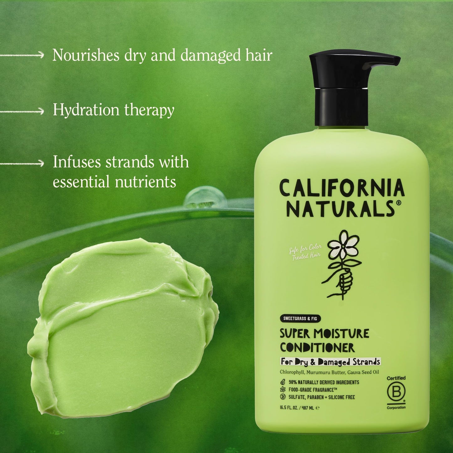 California Naturals Moisture Conditioner for Damaged Dry Hair, Hydrating Conditioner, Scalp & Hair Care for Women & Men, Natural, Vegan, Cruelty, Paraben & Sulfate Free, Color Safe, 16.5 fl oz, 2 Pack