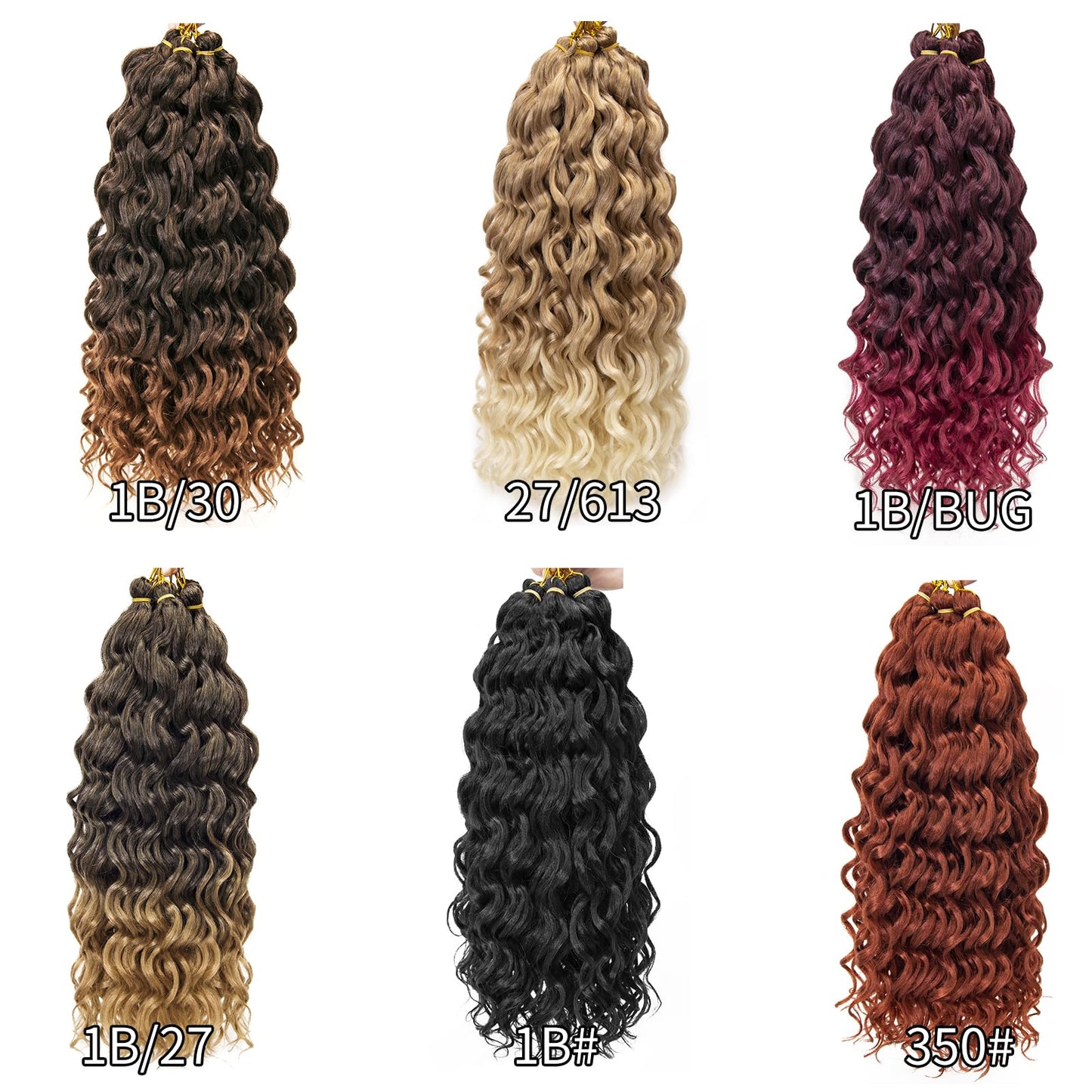 Curly Crochet Hair For Black Women Ocean Wave Crochet Hair Hawaii Deep Wave Braiding Hair Synthetic Bohemian Crochet Braid Water Wave Crochet hair Extensions(Pack of 2, 350#)