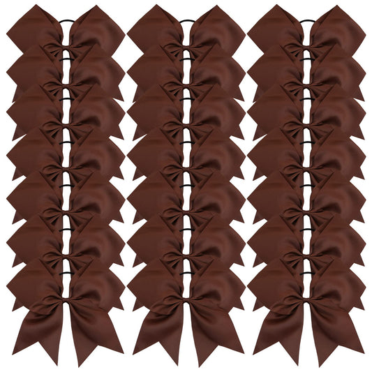 Oaoleer 21PCS 8" Large Cheer Bows Coffee Bows Jumbo Cheerleader Bow with Ponytail Holder Elastic Band Handmade for Cheerleading Teen Girls College Sports