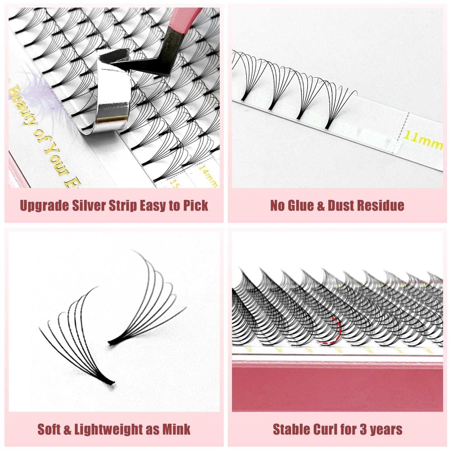 ABONNIE Premade Fans Eyelash Extensions, 400 Fans 6D 8-15 mm Mix Promades Eyelash Fans,0.07 Thickness D Curl Premade Lash Fans, Handmade Premade Fans Volume Lash Extensions (Short Stem 6D 0.07-D 8-15)