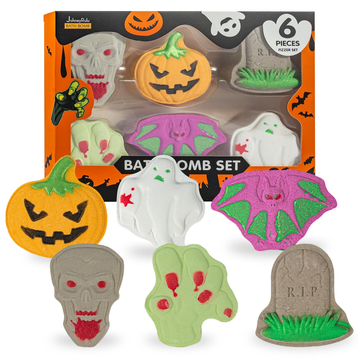 Halloween Bath Bombs for Kids - 6 Pack Spooky Bubble Bath Bomb Set, Halloween Stuff Great Relaxing Gift Set Decorations for Boys Girls